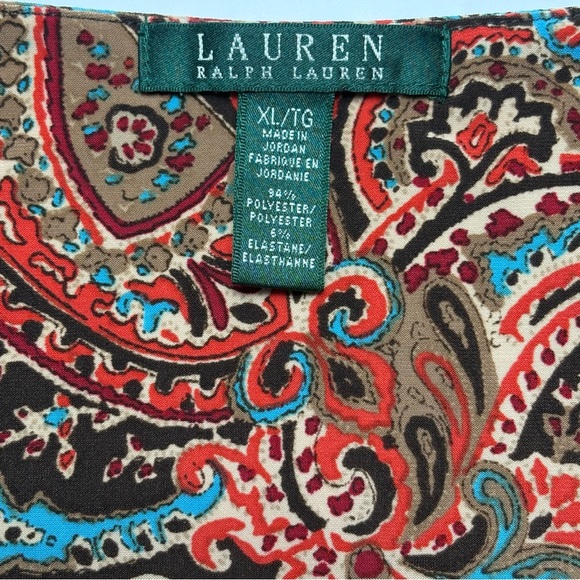Lauren Ralph Lauren Sleeveless Paisley Faux Wrap Dress Size XL Jersey Stretch - Picture 12 of 13
